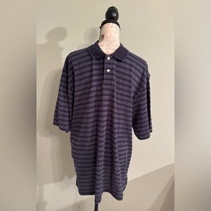 Premier International Men’s Size XL Navy Striped Polo Shirt NWT